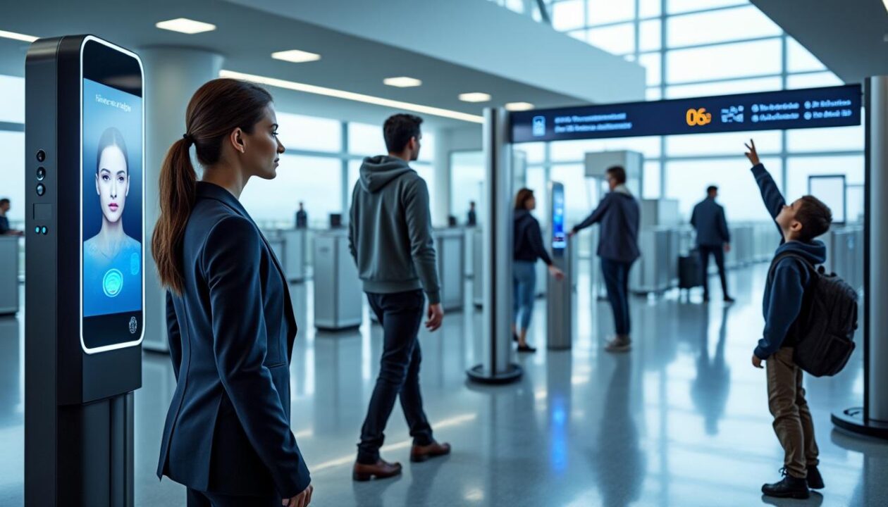 Voyage à l'étranger ? Préparez-vous à découvrir la nouvelle technologie de reconnaissance faciale aux portes d'embarquement. 1 préparez votre voyage à l'étranger en découvrant la nouvelle technologie de reconnaissance faciale aux portes d'embarquement, pour une expérience plus rapide et sécurisée.